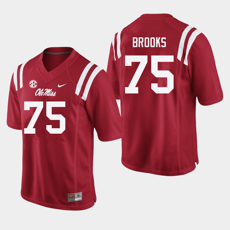 Men #75 Mason Brooks Ole Miss Rebels College Football Jerseys Sale-Red